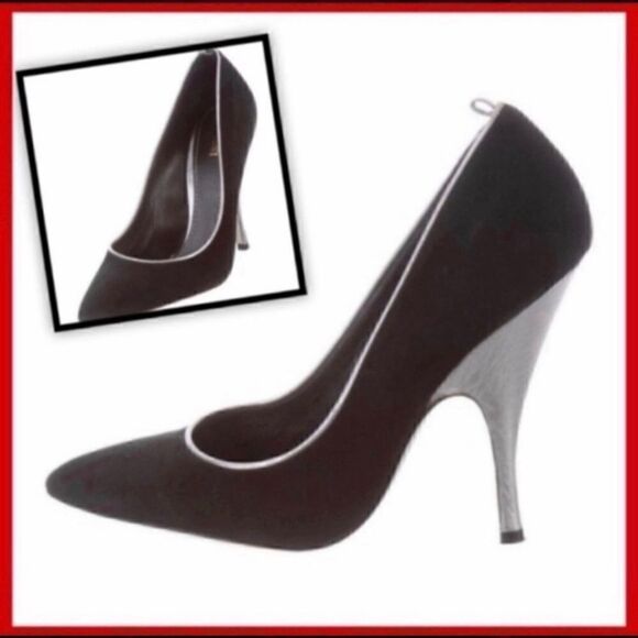 AUTHENTIC MISSONI BLACK SUEDE METALLIC PUMPS 8 - Picture 1 of 7